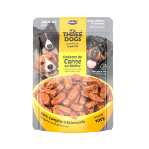 SACHE THREE DOG ADULTOS RACAS MEDIAS E GRANDES 100G